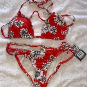 Red Floral Bikini Set Tamarindo Sunflower by Eidon same makers as Body Glove